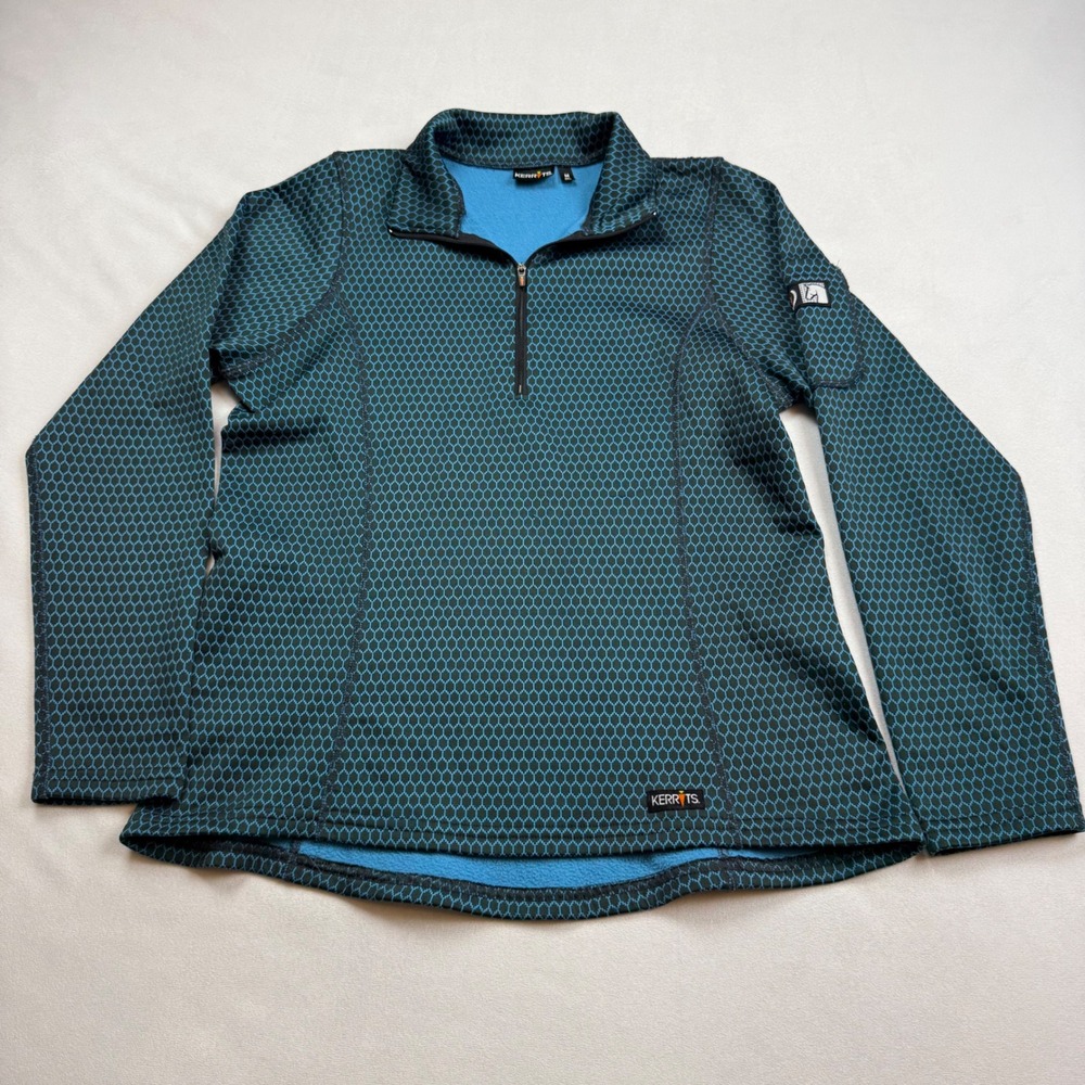 Kerrits Womens‎ Medium Blue Honeycomb Fleece Quarter Zip Equestrian Riding Top